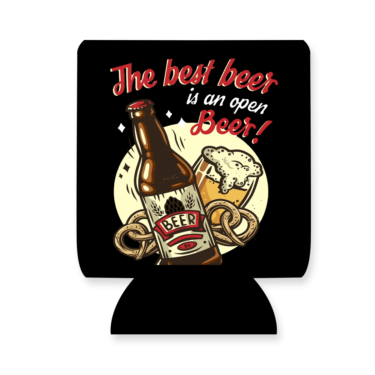 "The Best Beer is an Open Beer" Can Sleeve|Emotional Support Beer Can Sleeve Holder|Funny & Reusable|Non-Slip|BBQ Tailgating|Funny Gifts for Men Dad Husband|Man Gift Set|Collapsible Can
