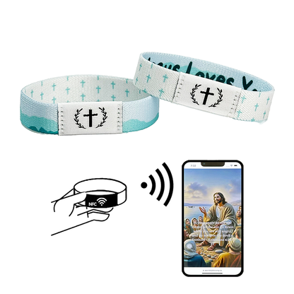 Faith Over Fear Bible Verse Bracelet - NFC Scannable Scripture Reminder | Waterproof, Stretchable & Durable Christian Jewelry | WWJD Inspirational Gift for Women & Men
