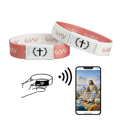 Faith Over Fear Bible Verse Bracelet - NFC Scannable Scripture Reminder | Waterproof, Stretchable & Durable Christian Jewelry | WWJD Inspirational Gift for Women & Men