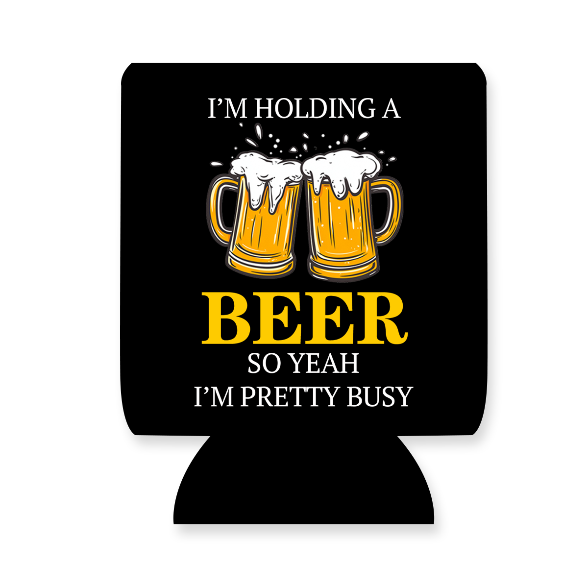 "I'm Busy Holding My Beer" Can Sleeve｜Emotional Support Beer Can Sleeve Holder｜Funny & Reusable｜Non-Slip｜Beach Boating Party｜Funny Gifts for Men Dad Husband｜Man Gift Set｜Collapsible Can Coolers