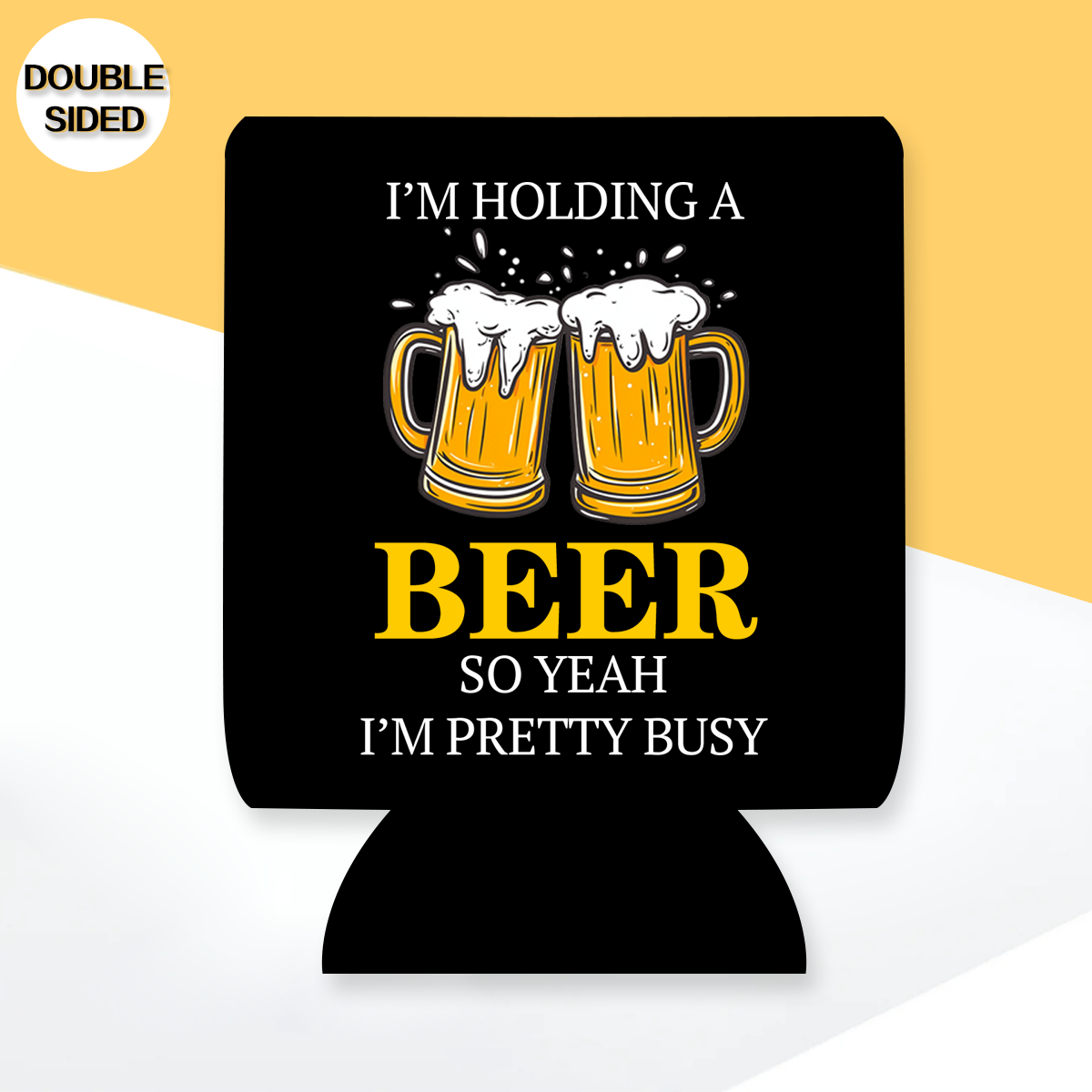 "I'm Busy Holding My Beer" Can Sleeve｜Emotional Support Beer Can Sleeve Holder｜Funny & Reusable｜Non-Slip｜Beach Boating Party｜Funny Gifts for Men Dad Husband｜Man Gift Set｜Collapsible Can Coolers