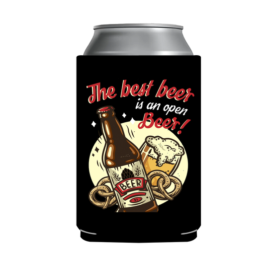 "The Best Beer is an Open Beer" Can Sleeve｜Emotional Support Beer Can Sleeve Holder｜Funny & Reusable｜Non-Slip｜BBQ Tailgating｜Funny Gifts for Men Dad Husband｜Man Gift Set｜Collapsible Can