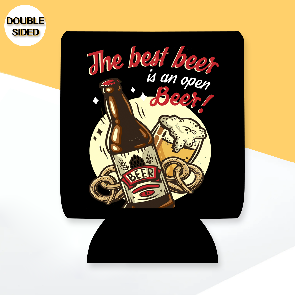 "The Best Beer is an Open Beer" Can Sleeve｜Emotional Support Beer Can Sleeve Holder｜Funny & Reusable｜Non-Slip｜BBQ Tailgating｜Funny Gifts for Men Dad Husband｜Man Gift Set｜Collapsible Can