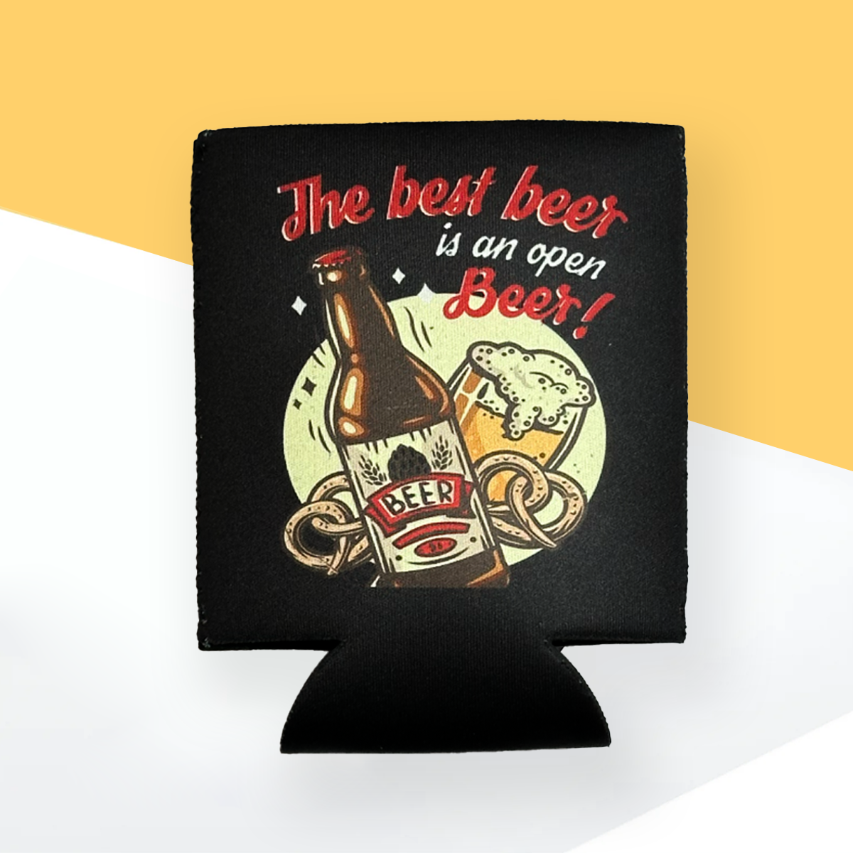 "The Best Beer is an Open Beer" Can Sleeve｜Emotional Support Beer Can Sleeve Holder｜Funny & Reusable｜Non-Slip｜BBQ Tailgating｜Funny Gifts for Men Dad Husband｜Man Gift Set｜Collapsible Can