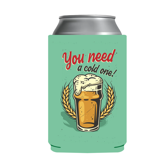 "You Need a Cold One" Can Sleeve｜Emotional Support Beer Can Sleeve Holder｜Funny & Reusable｜Non-Slip｜Outdoor Fishing Party｜Funny Gifts for Men Dad Husband｜Man Gift Set｜Collapsible Can Coolers