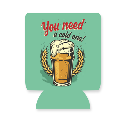 "You Need a Cold One" Can Sleeve｜Emotional Support Beer Can Sleeve Holder｜Funny & Reusable｜Non-Slip｜Outdoor Fishing Party｜Funny Gifts for Men Dad Husband｜Man Gift Set｜Collapsible Can Coolers