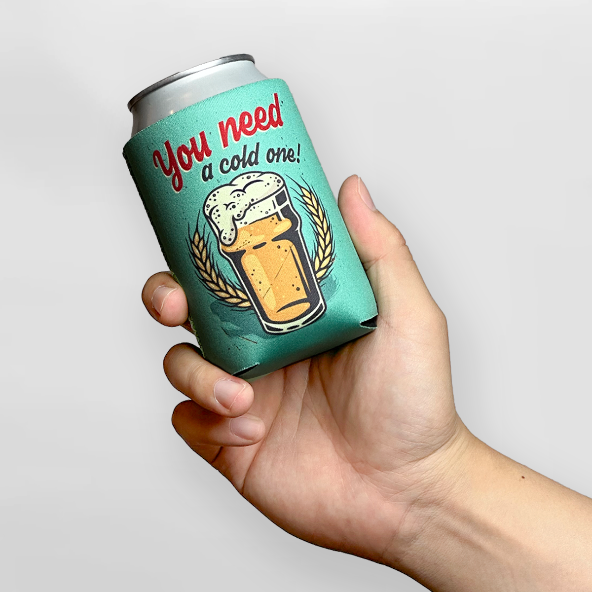 "You Need a Cold One" Can Sleeve｜Emotional Support Beer Can Sleeve Holder｜Funny & Reusable｜Non-Slip｜Outdoor Fishing Party｜Funny Gifts for Men Dad Husband｜Man Gift Set｜Collapsible Can Coolers