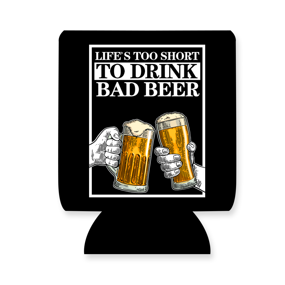 "Life's Too Short for Bad Beer" Can Sleeve｜Emotional Support Beer Can Sleeve Holder｜Funny & Reusable｜Non-Slip｜Brewery Tour｜Funny Gifts for Men Dad Husband｜Man Gift Set｜Collapsible Can Coolers