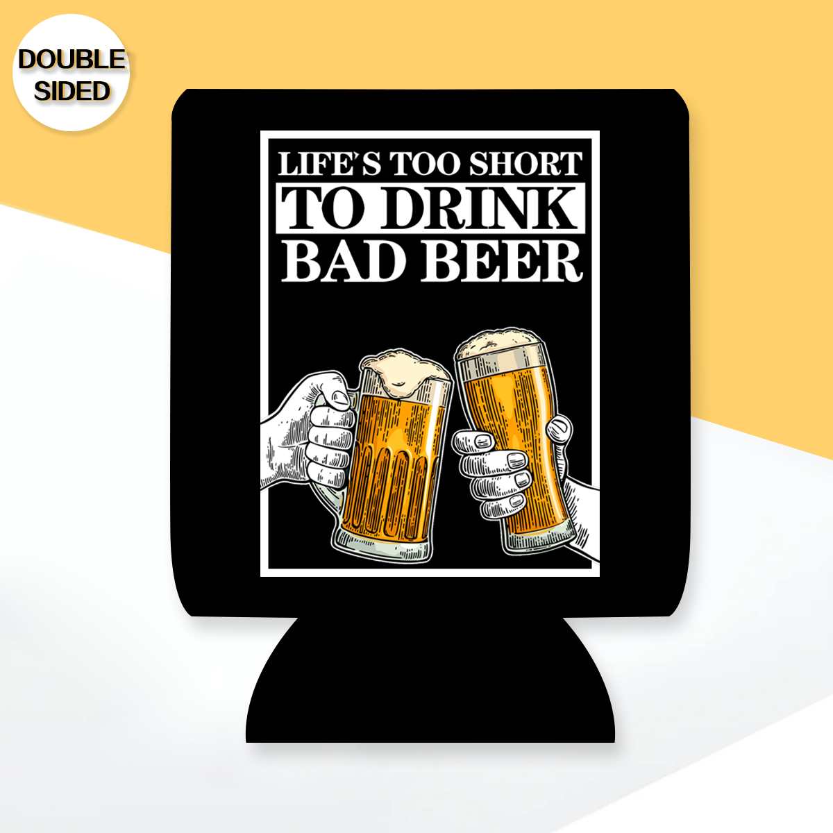 "Life's Too Short for Bad Beer" Can Sleeve｜Emotional Support Beer Can Sleeve Holder｜Funny & Reusable｜Non-Slip｜Brewery Tour｜Funny Gifts for Men Dad Husband｜Man Gift Set｜Collapsible Can Coolers